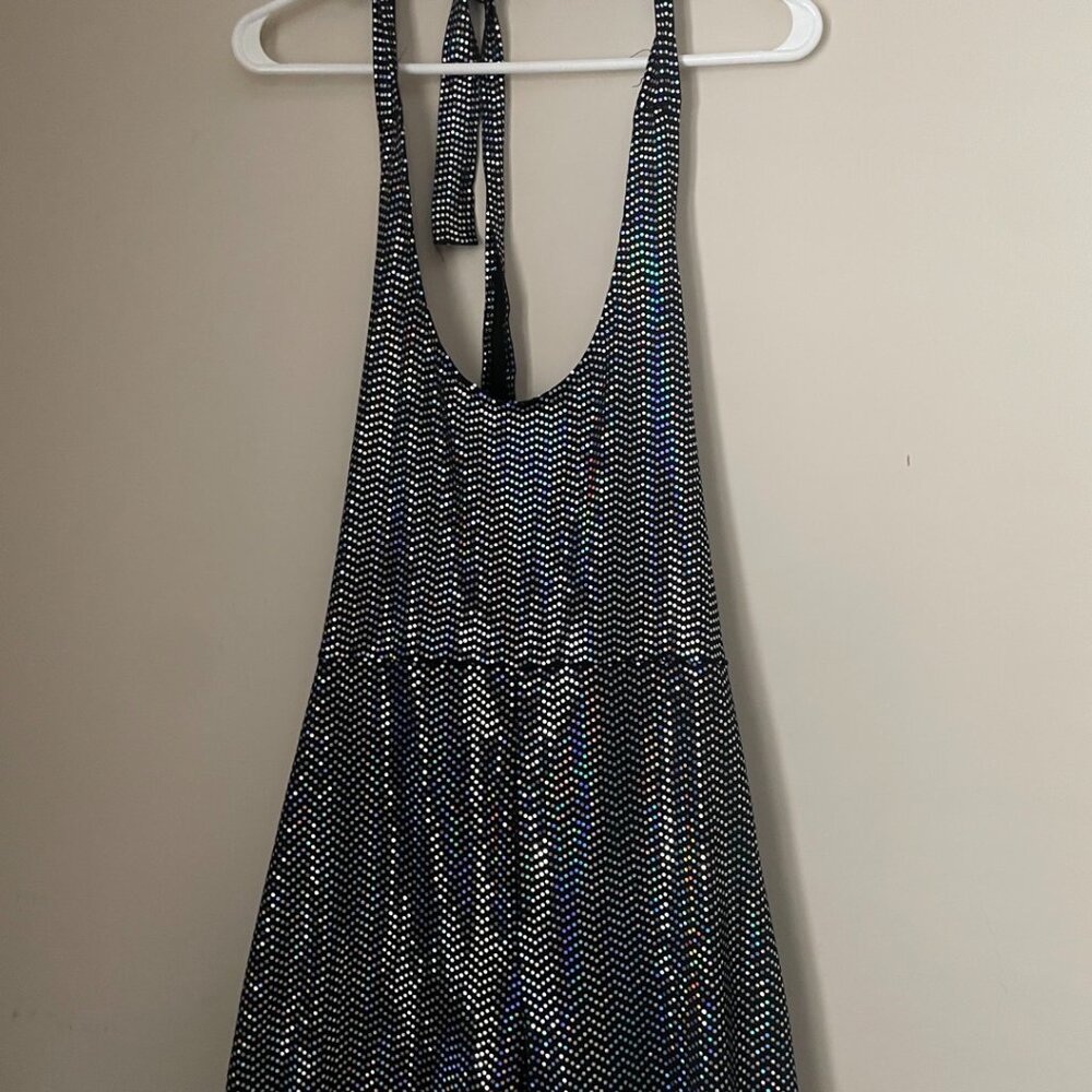 Black Holographic Halter Jumpsuit